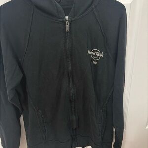 Hard Rock Cafe Black grunge y2k zip up design on back